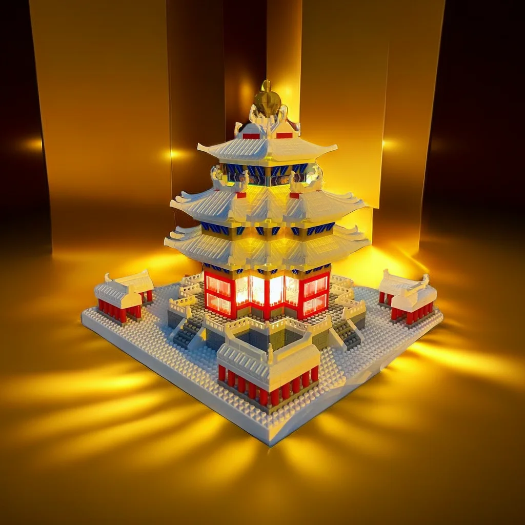 Classic Chinese Forbidden City Model with Snow Scenery Building Blocks Toy: Enhances Cultural Knowledge Detailed Perfect Gift