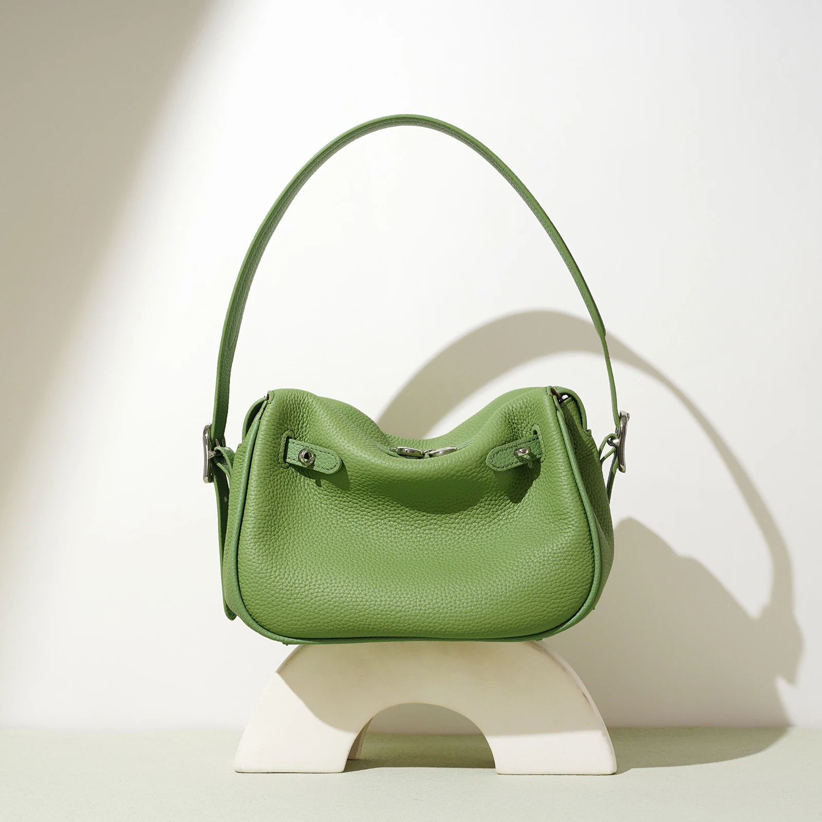 

High-end Cowhide Women Crossbody Shoulder Bag Messenger Solid Color Textured Genuine Leather Bucket Bags Lady Fashion Handbags