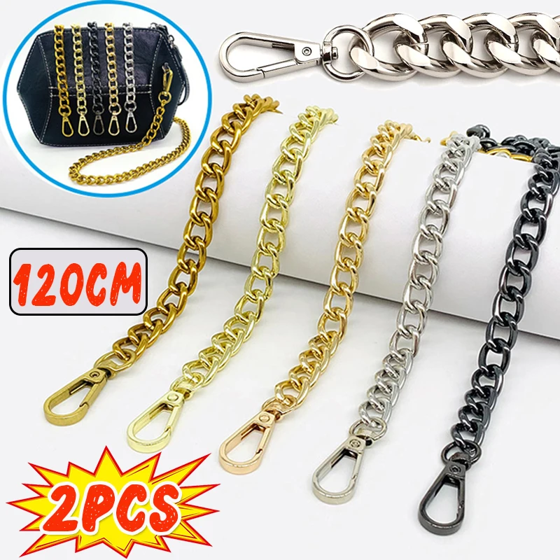 1/2pcs 120cm Metal Aluminum Bag Chain Replacement Part Accessories for Hand-Woven Shoulder Handbag DIY Handmade Detachable Strap