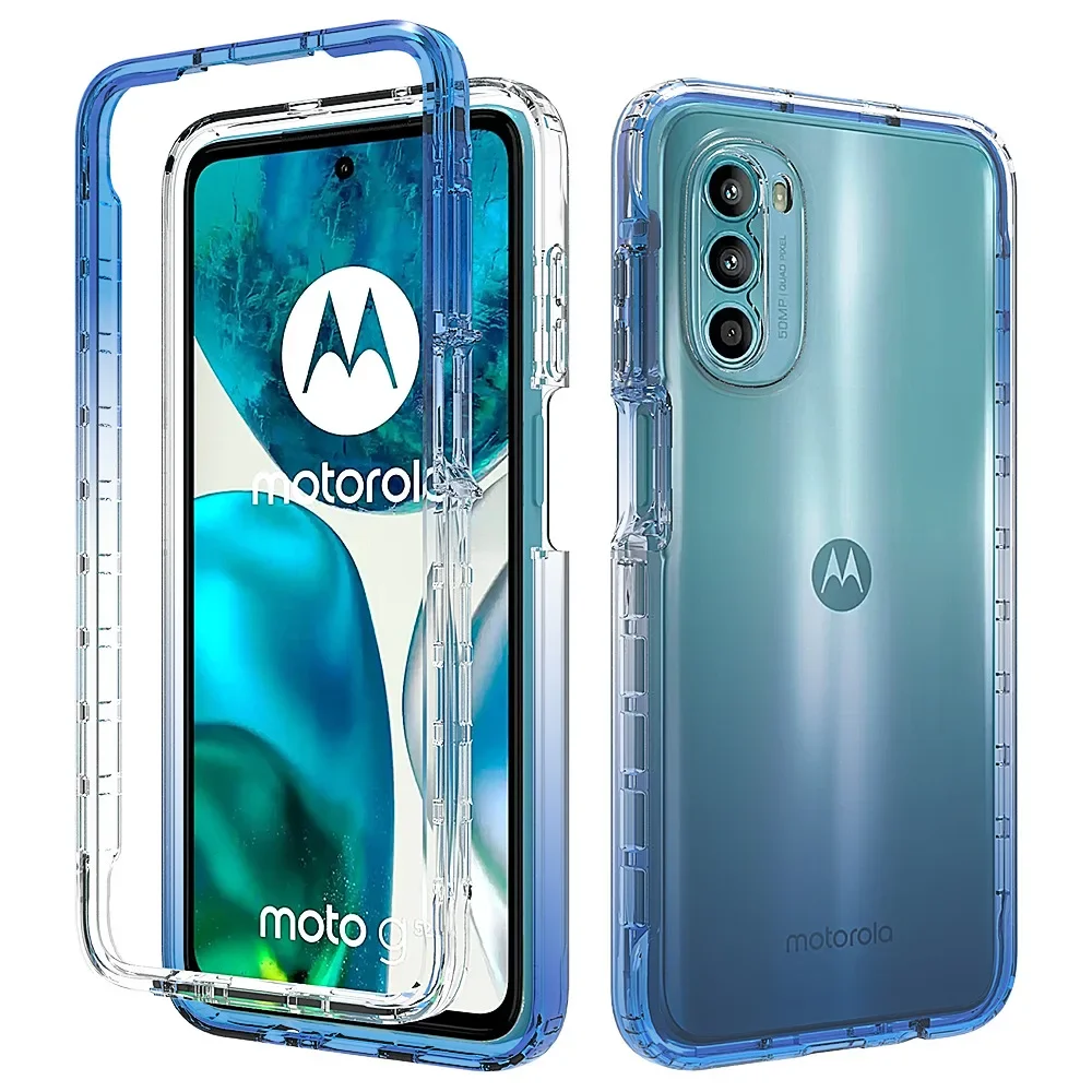 Candy Color Transparent Case for Motorola Moto G52 / Moto G82 Shockproof Protection Hybrid Shell 2IN1 Dual Layer Back Cover