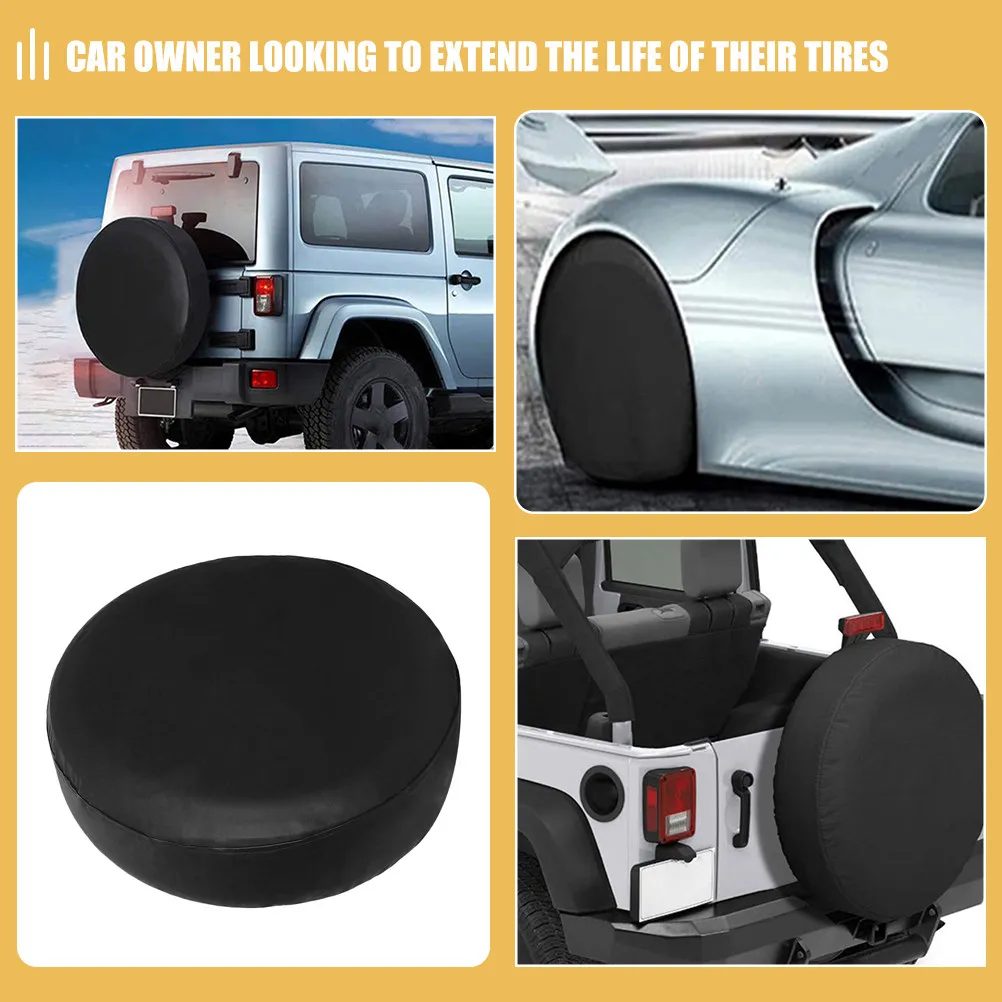 Spare Tire Cover 17 Inch Sturdy PVC Car Wheel Cover Fade Resistant Crack Proof for Rv Trailer Camper Travel Trailer