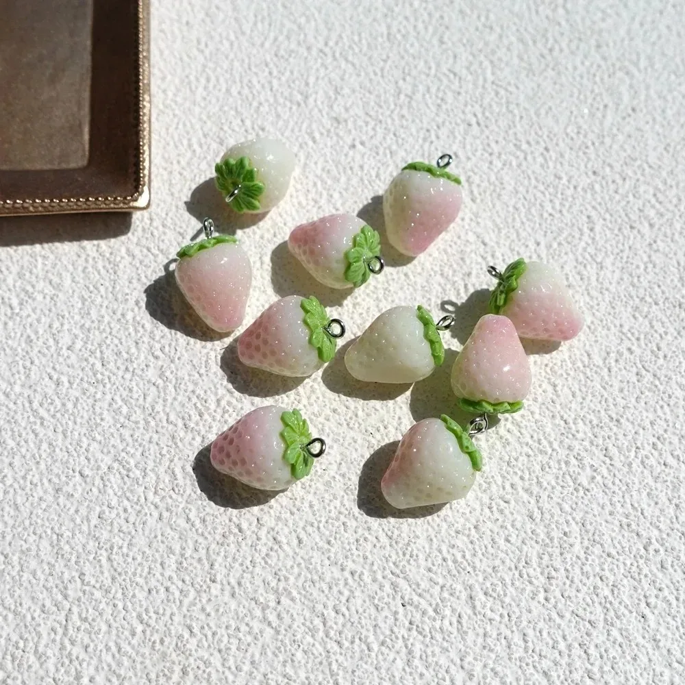 10pcs Mini Pink Strawberry Rabbit Pendants Lovely Resin Charms For DIY Earrings Bracelets Handcraft Dollhouse Ornament Making view 4