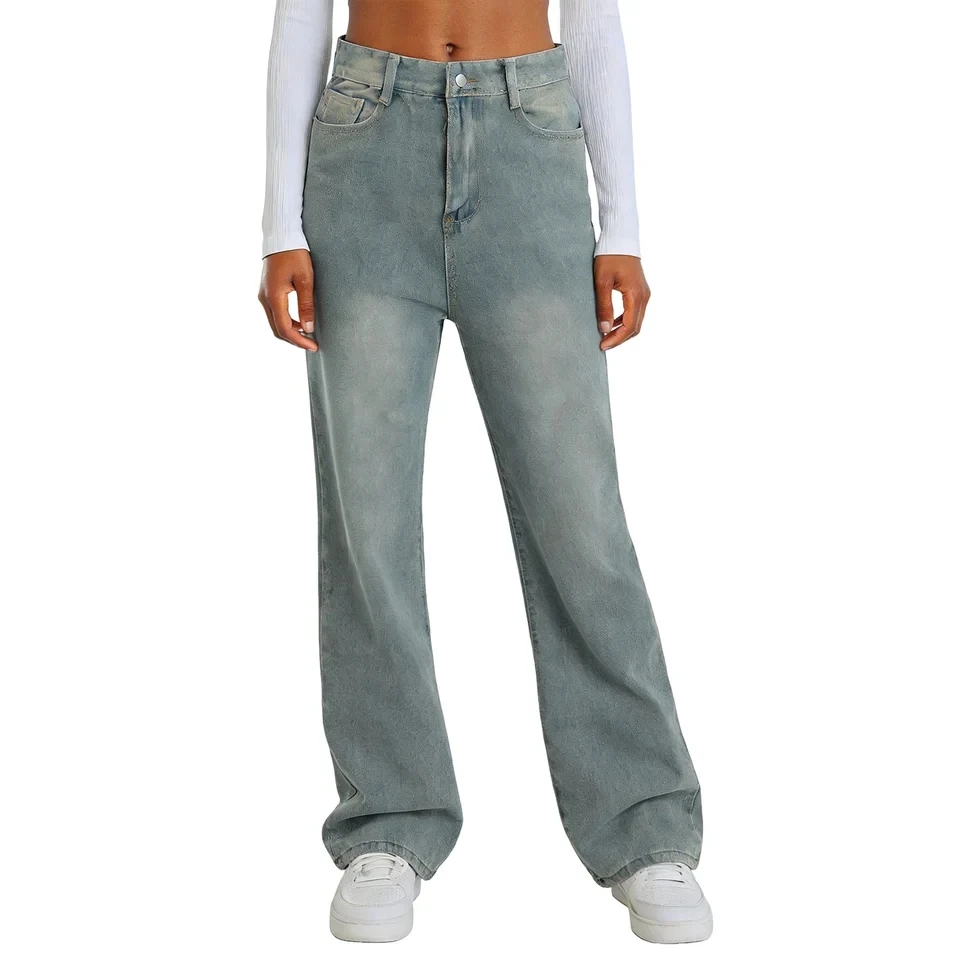 

Women Baggy Flared Jeans High Waist Denim Trousers Casual Boyfriend Jeans Retro Bootcut Pants Ladies Bell-Bottoms Streetwear