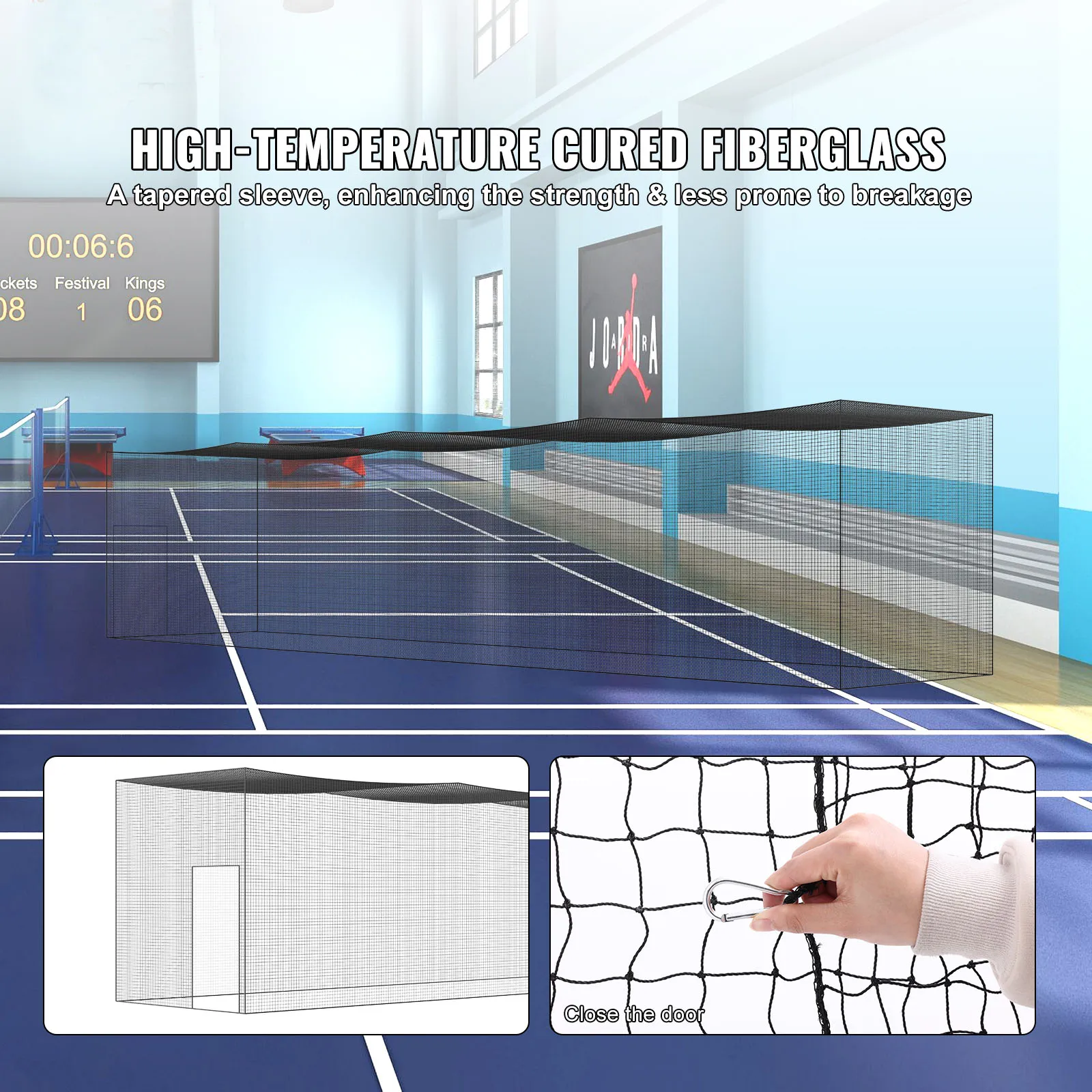 Baseball Batting Netting, 55FT (NET ONLY), Professional Softball Baseball Batting Hitting Training Net, Practice Portable Pitching Cage Net with Door & Carry Bag, Heavy-Duty Enclosed PE Netting