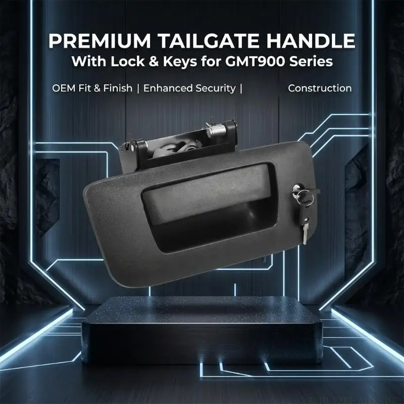 J0MA Black Outer Tailgate Handle 22755305 with Lock for 2007-2013 GMT900 Pickups, Service Part for Cargo Box Access and Home