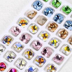 Diamantes cuadrados de alta calidad para mejora de uñas, accesorios de joyería DIY, Parche de uñas, Diamante de fondo puntiagudo de cristal, 100 piezas