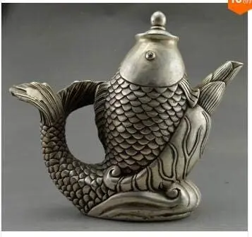 

ZAMTAC Handwork Unique Silver Copper Elephant Old Tibet Silver Hand Carved Chinese Collection Decoration Big teapot