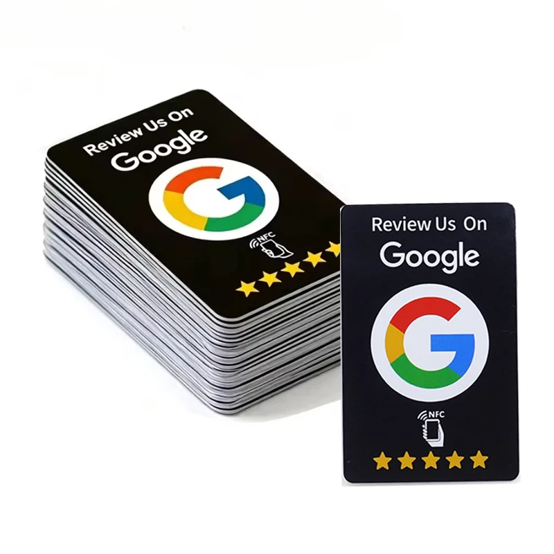 50Pcs Black Reusable Google Review Tap NFC Card, Review Us On Google Programmable NFC Tap Card User-Friendly Time-Saving