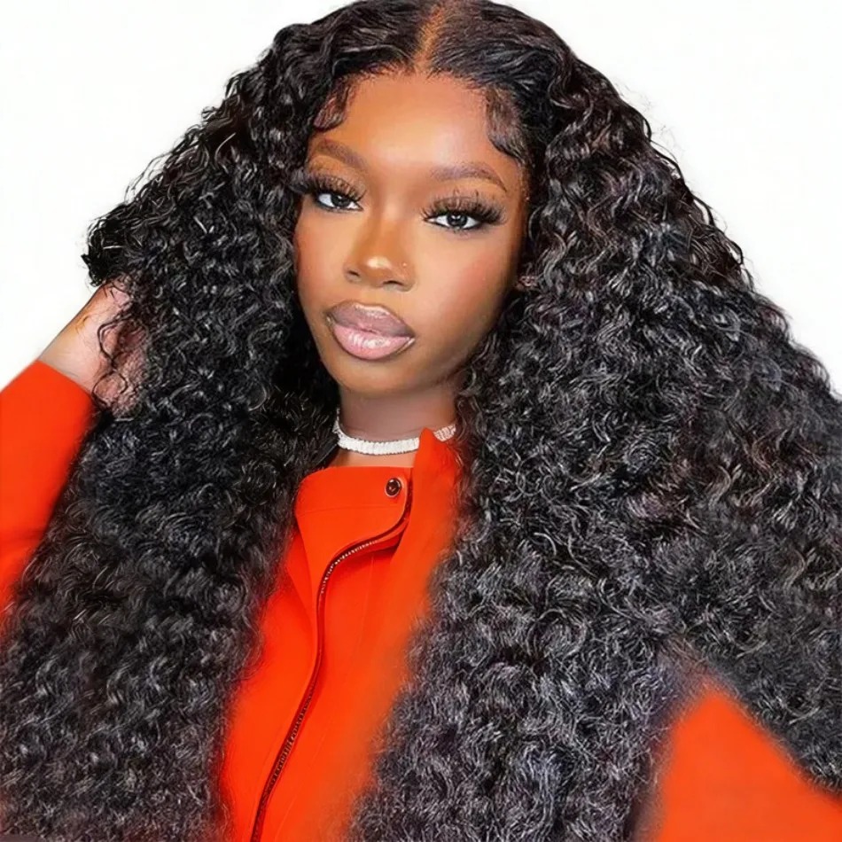 

Deep Wave Human Hair Wigs 13X6 Hd Lace Frontal Wig Curly 360 Full Lace Wig Brazilian Hair 100% Natural Black 230 Density 40 Inch
