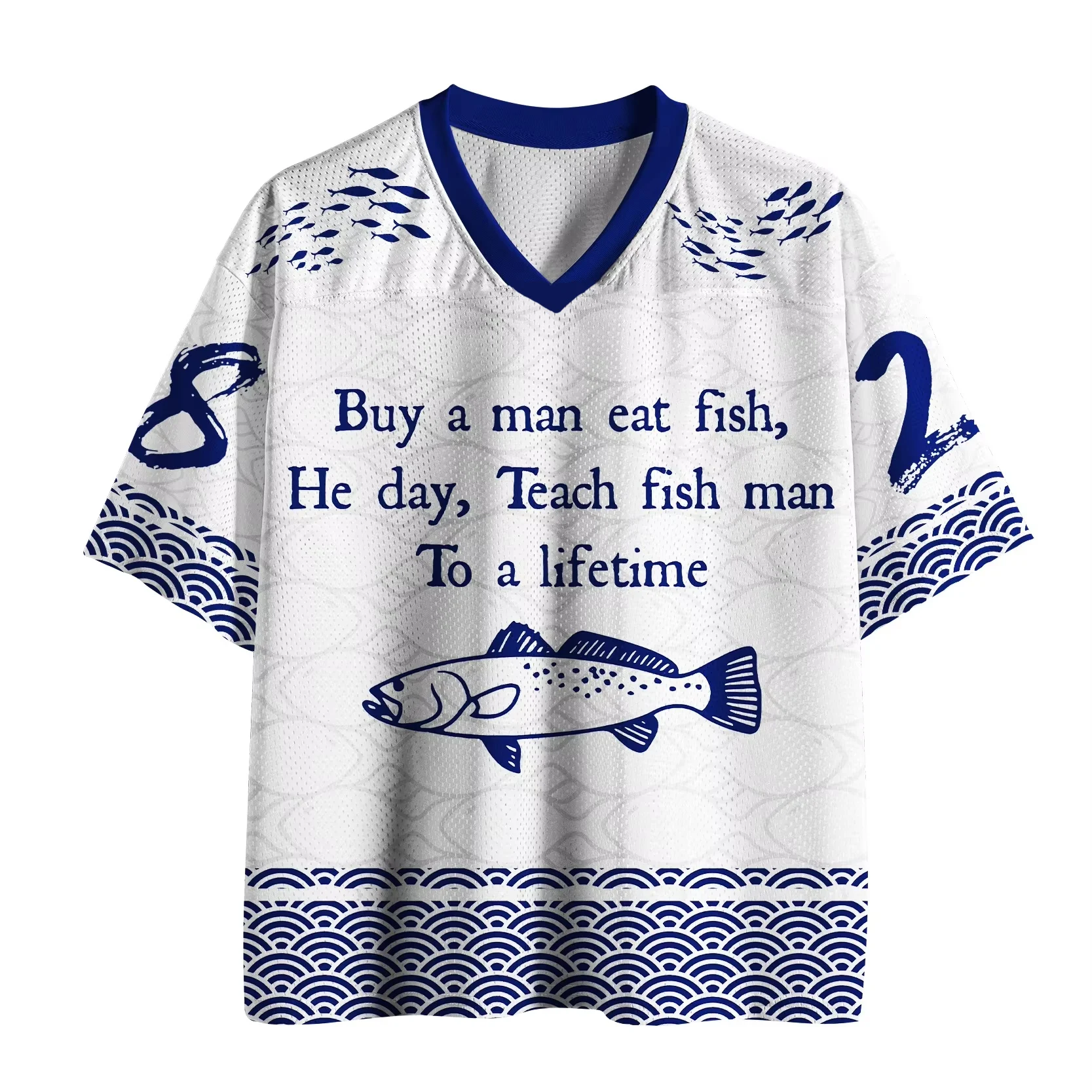 2026 New Summer Men's Japanese Style Trendy V-neck Football Shirt Fashion Top Outdoor Sports Loose Leisure Quick Drying T-shirt