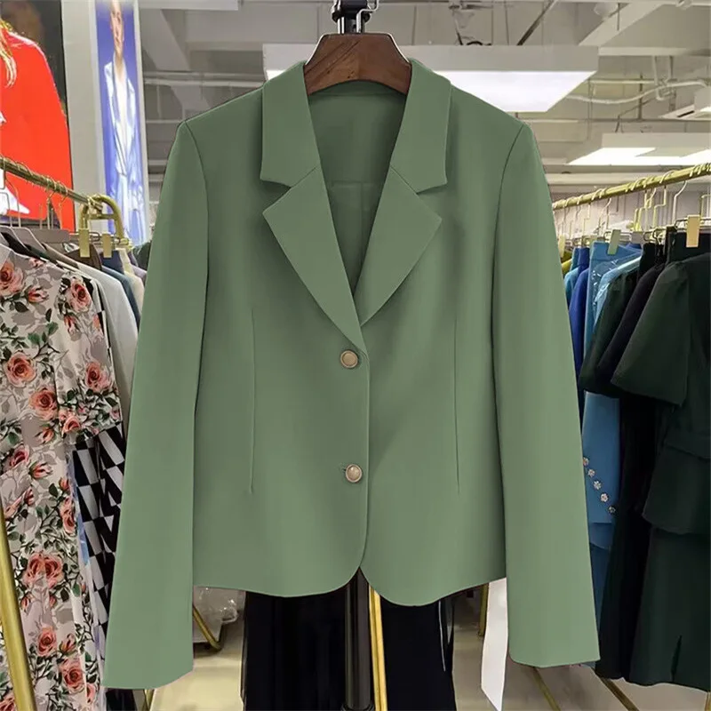 

Spring Autumn 2026 Short Pink Casual Single Button Women's Jacket Top Korean Style Small Size Fashionable Polyester