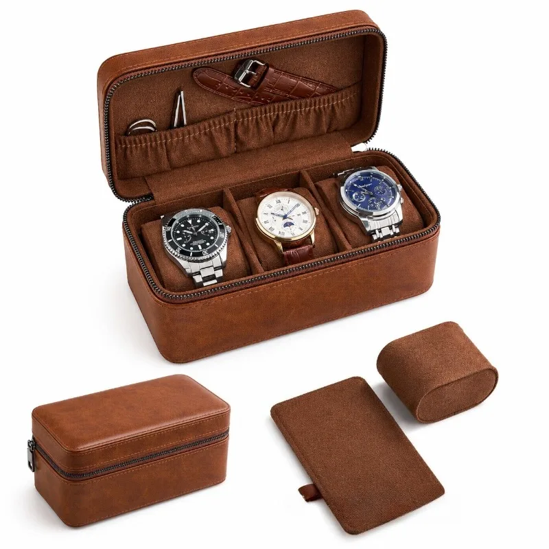 3 Slots Watch Storage Box Portable Travel Watches Organizer Boxes Man Wrist Watch Collection Case Luxury Mechanical Watches Case