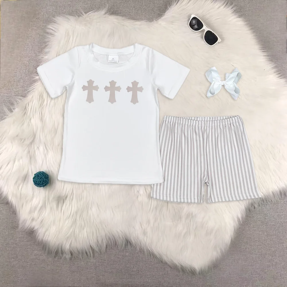 

Baby Girls White Easter Cross Shirt Top Shorts Clothing Sets