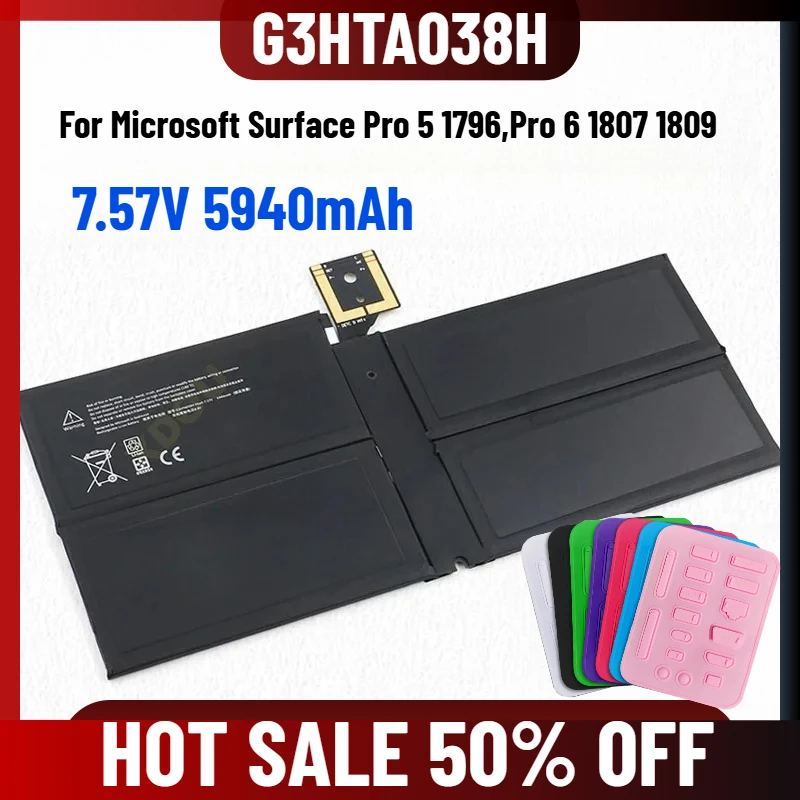 

7.57V 5940mAh G3HTA038H for Microsoft Surface Pro 5 1796,Pro 6 1807 1809 12.3'' Series Laptop Battery