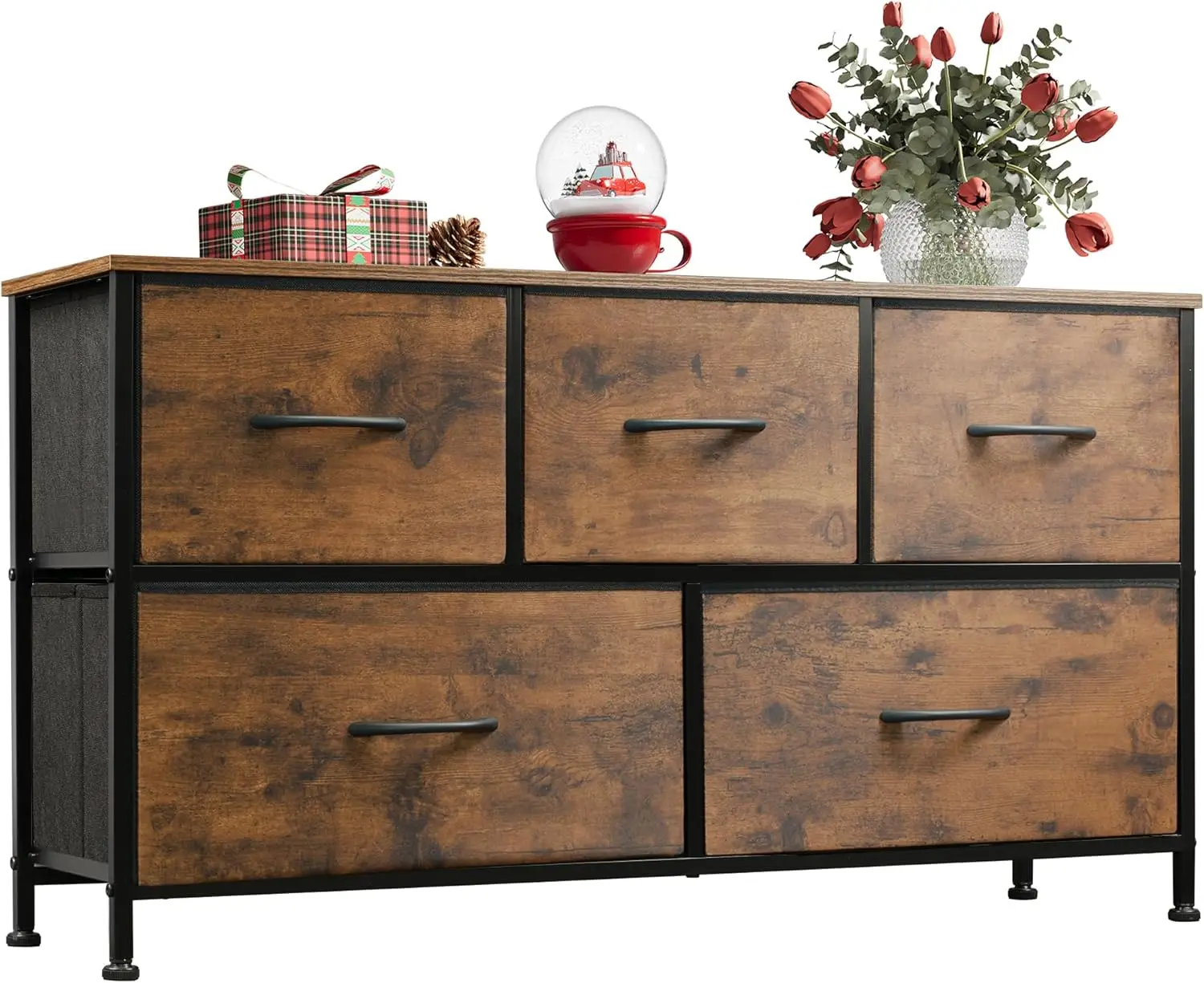 Dresser for Bedroom with 5 Drawers, Wide Chest of Drawers, Fabric Dresser, Storage Organizer Unit