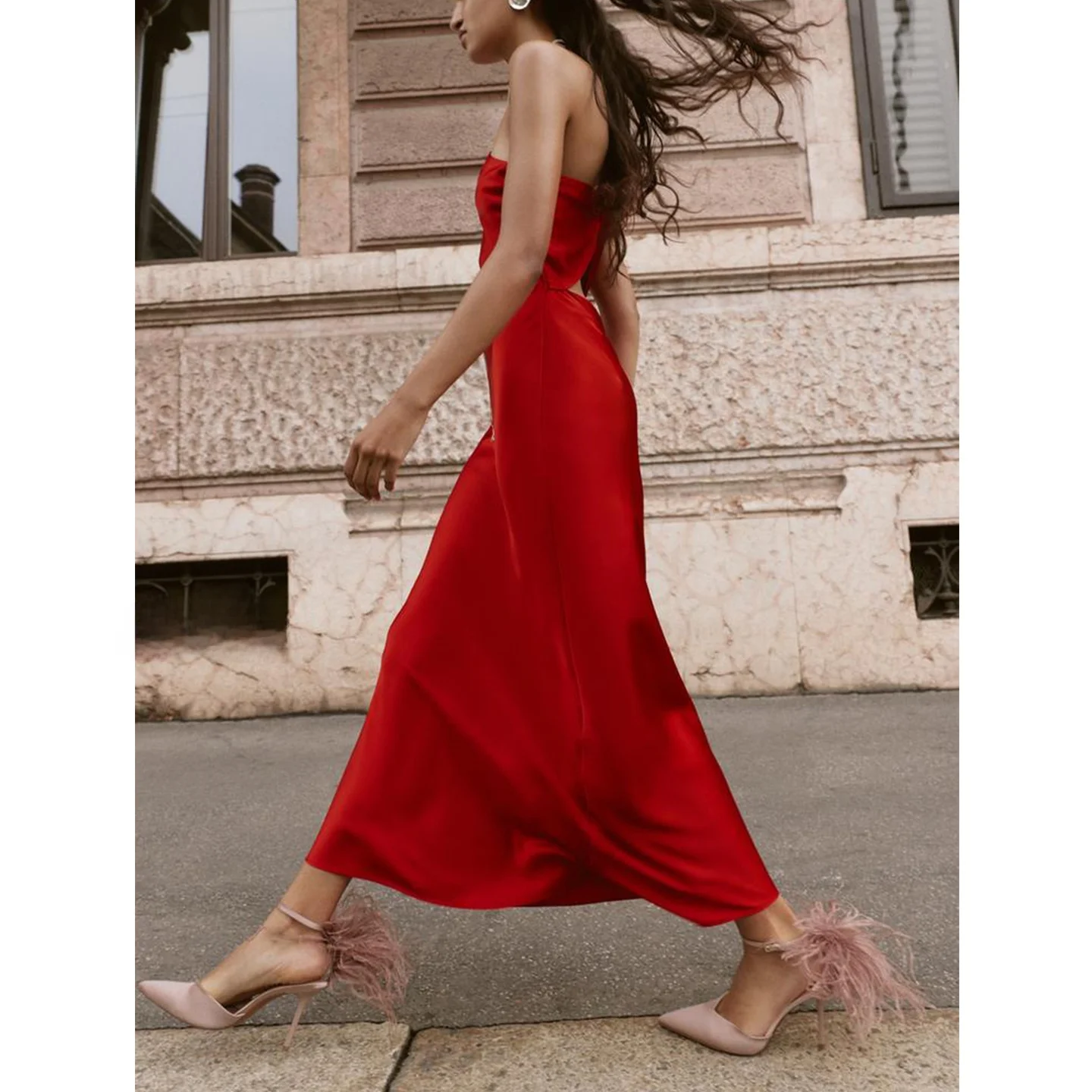 خريف جديد وصول المرأة ميدي الدكتور غير المتكافئة الحرير الساتان الملمس مطوي الزخرفية فضفاضة تناسب الجولة Ne زر واحد عادية #3