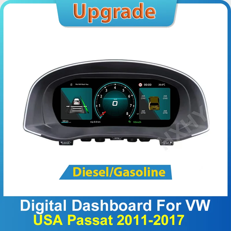 New Car LCD Digital Cluster For Volkswagen US American Passat Virtual Cockpit SpeedMeter Dash Carplay Screen Instrument Panel