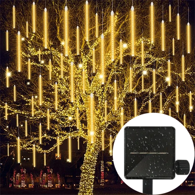 30/50cm Outdoor Solar Meteor Shower Lights Falling Rain Drop Fairy String Lights for Christmas Party Garden Holiday Decorations