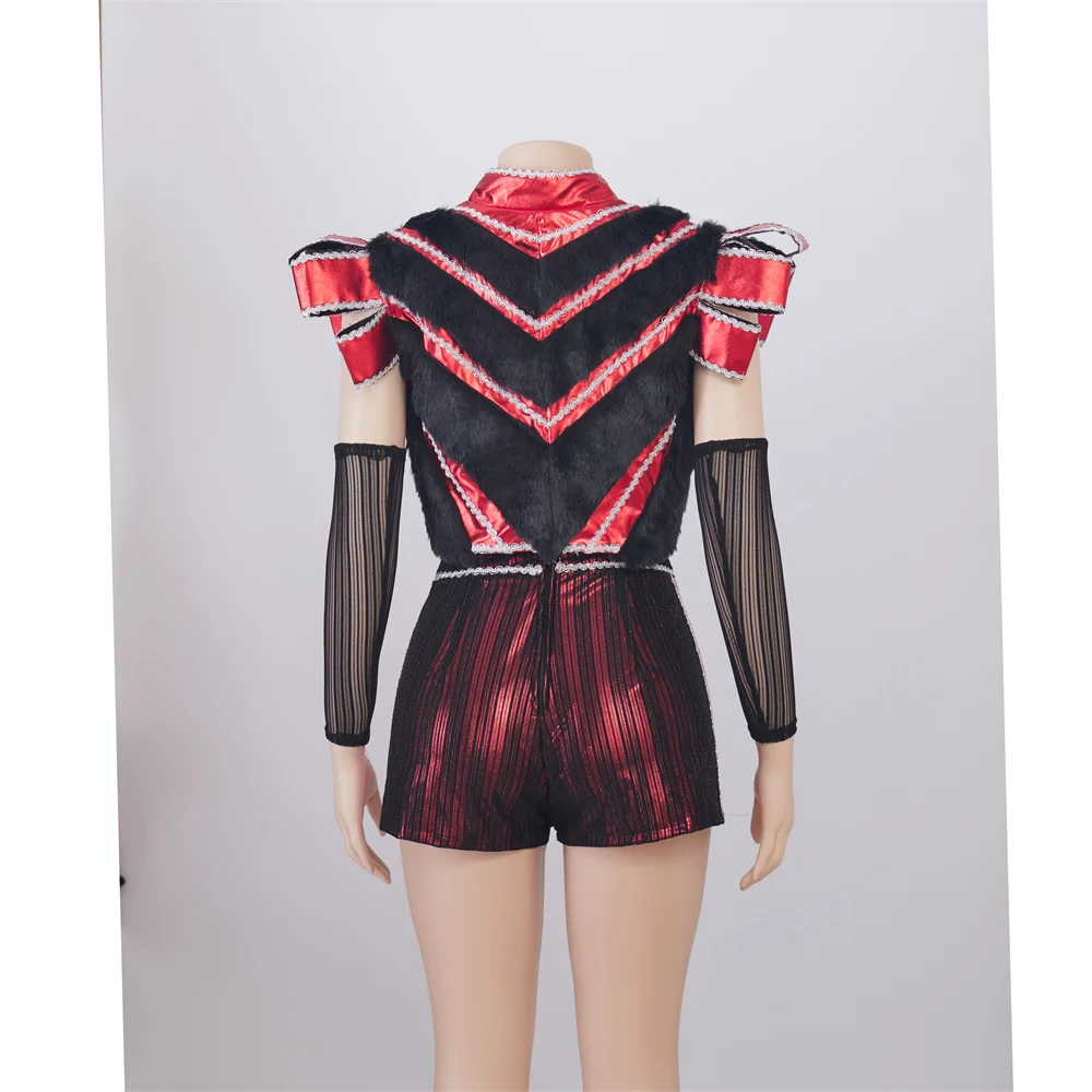 زي تنكري آن أوف كليفز من ستة الموسيقى ، فستان أحمر مثير ، شورت قصير موسيقي ، ملابس برودواي للأداء المسرحي