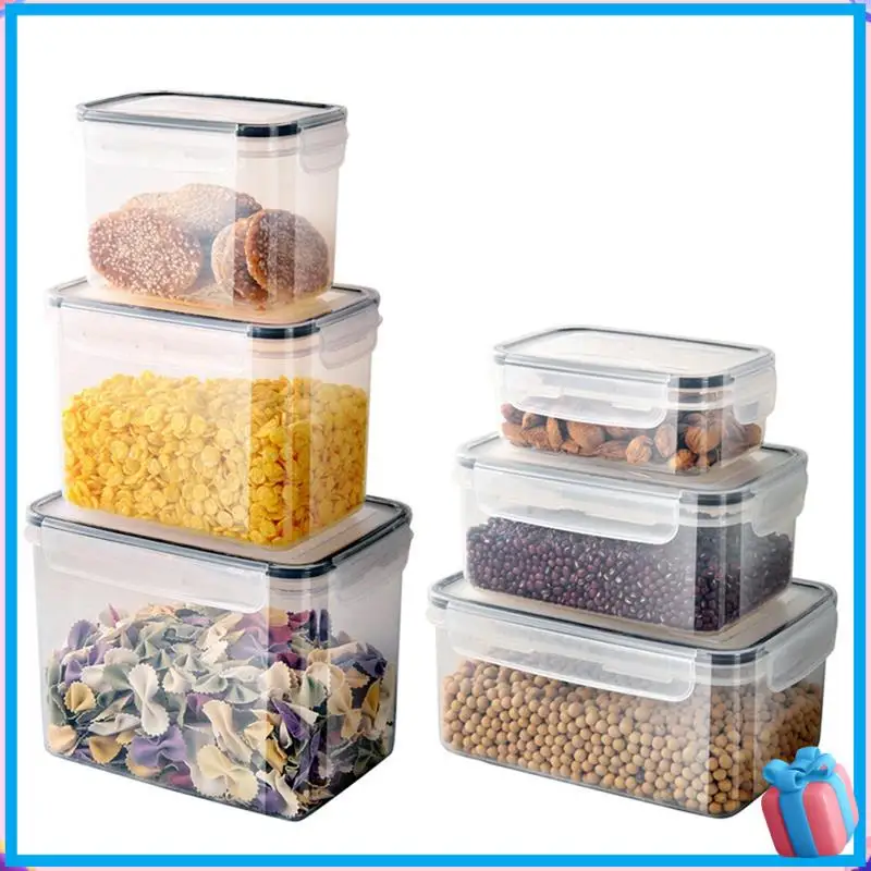 

1 Set Of Sealed Transparent Storage Container With Cover For Holding Cereal Candy, Kitchen Food Storage Box Set Easy To Use