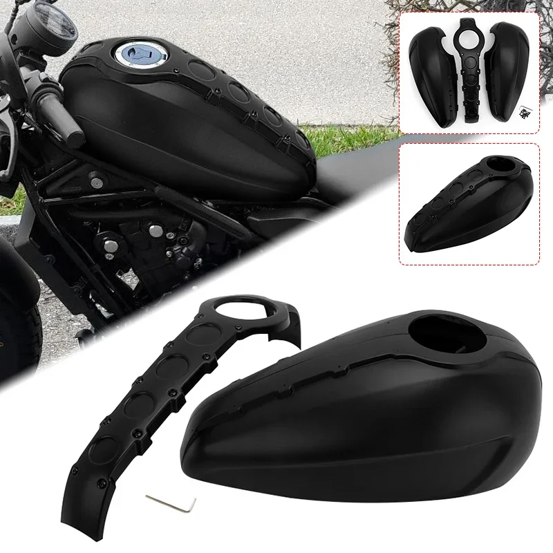 

For Honda Rebel CMX 300 500 2017-2023 CMX500 Motorcycle Oil Gas Fuel Tank Full Cover Black Guard Fairing Protector Accessories