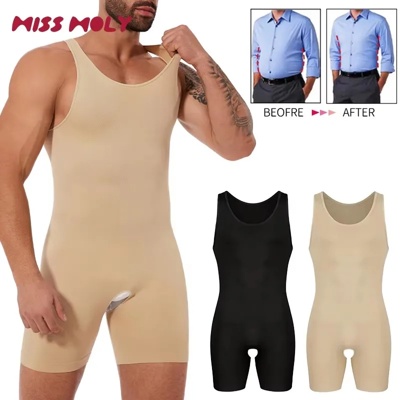 Ärmelloser Ganzkörperformer für Herren, schlankmachende Kompressionsunterwäsche, nahtloser Body, Shapewear, Bauchkontrolle, Fajas Para Hombres