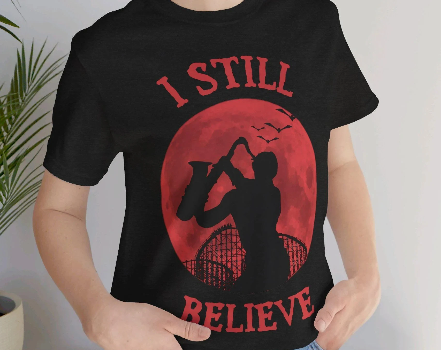 خمر المفقودة المرأة الساكسفون تي شيرت رجالي ريترو 80s فيلم الرعب المحملة هالوين هدية مصاص دماء قميص القوطية عبادة الكلاسيكية #1