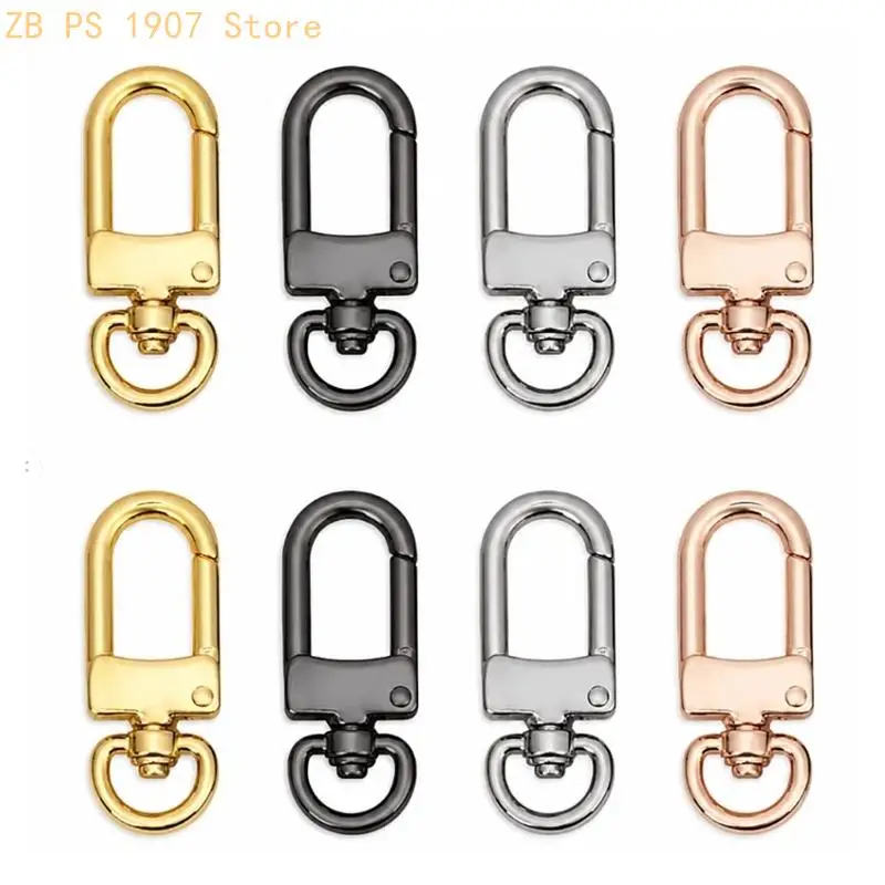 Clasp Hooks 8 Piece Gold Tone Keychain Hardware Set, Spring Gate Hooks with Rotating Ring for DIY Bag Pendant Use, Zipper Pulls