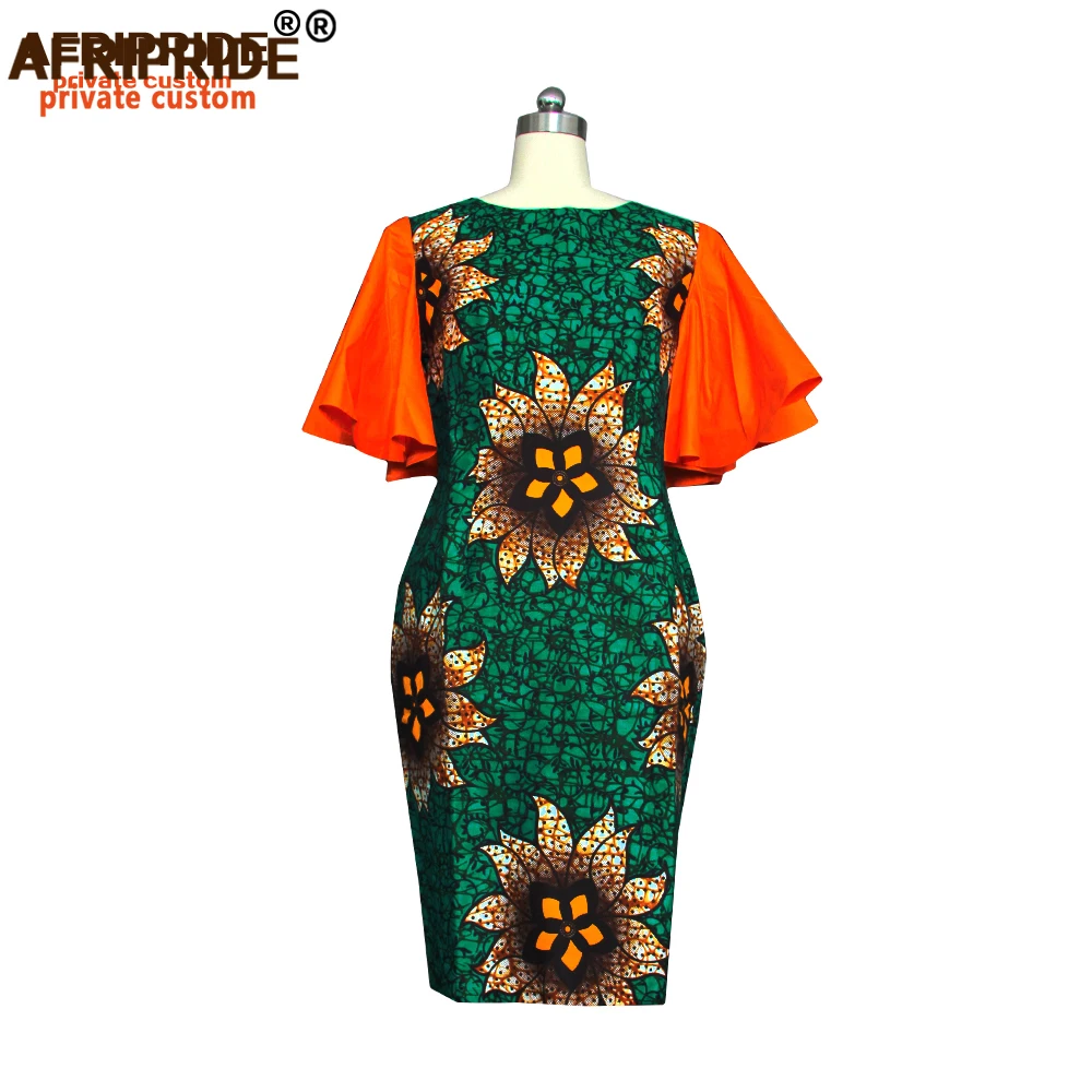 African Bodycon Dresses for Women AFRIPRIDE Bazin Richi Short Butterfly Sleeves Dashiki Wax Women Ankara Print Dress A1925007