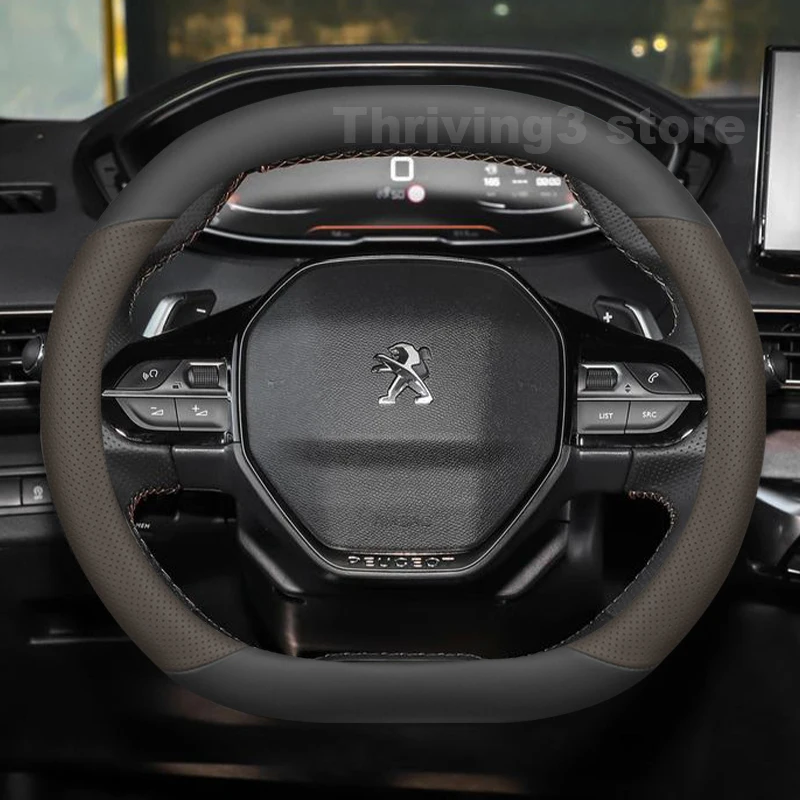 Leather Car Steering Wheel Cover For Peugeot 208 e208 GT Line P21 MK2 2020-2024 Auto interior Peugeot 208 2024 Accessories