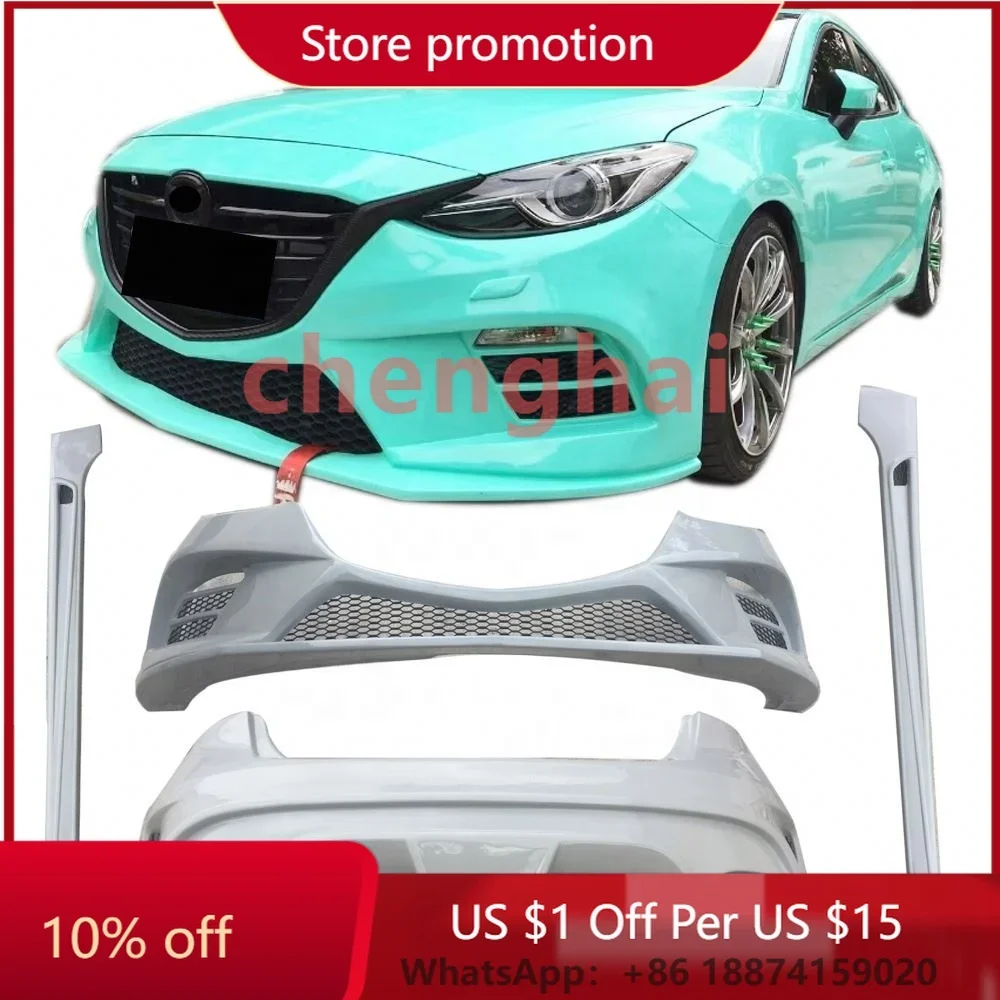 

Car Bumper For 2014-2019 Mazda 3 Axela Front Bumper A Power Style Rear Bumper Side Skirts ABS Plastic Exterior Accessories