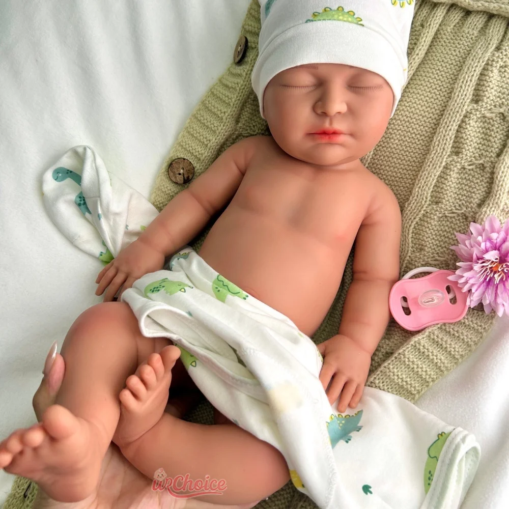 Mädchen mit offenem Mund, 55 cm, mit realistischen Details, weiches Silikon, wiedergeborenes Baby, gewichtete Neugeborene, Puppe für die Sammlung von Fotografen