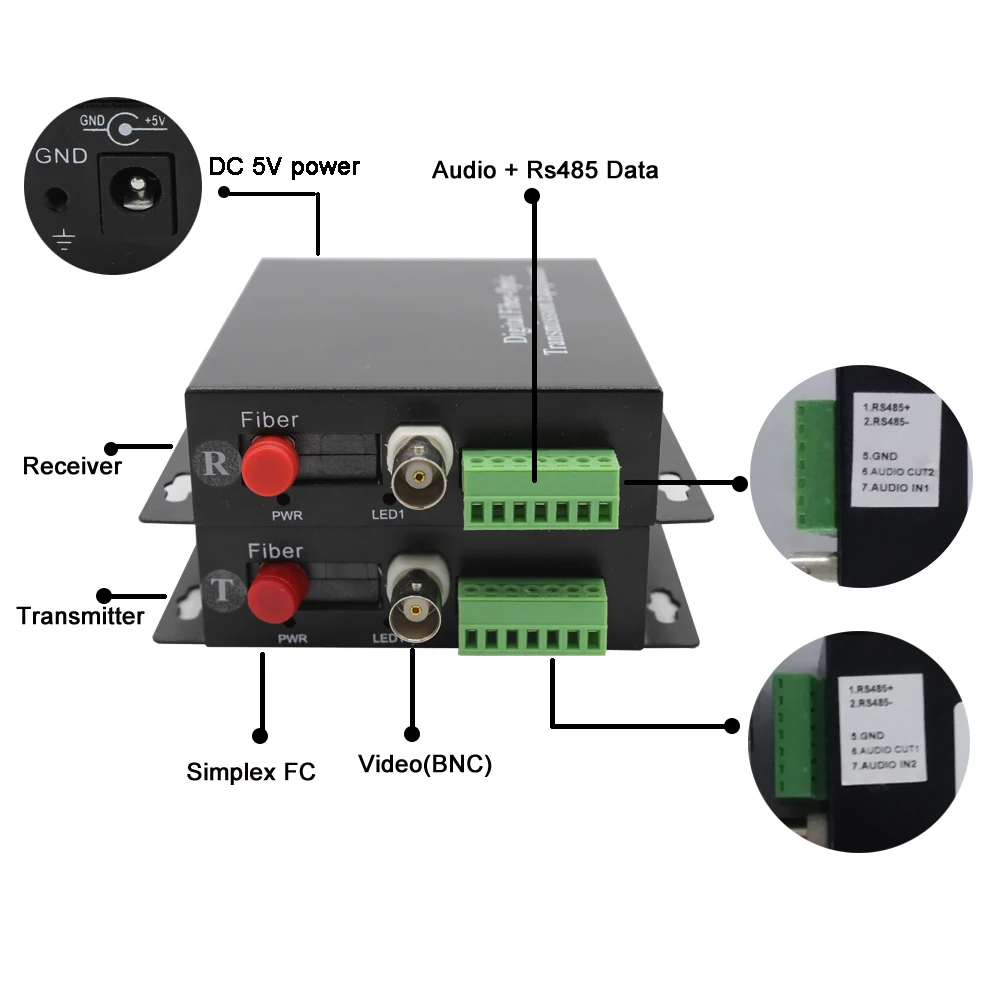 high quality Fiber Optic Video/Data/  o to Fiber optical Converter transmitter and receiver for analog digital    use