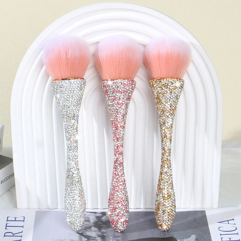 Artificial Fiber Diamond Handle Makeup Brush Diamond Inlay Rhinestone Handle Loose Powder Brush Soft Bristles Fluffy Brush