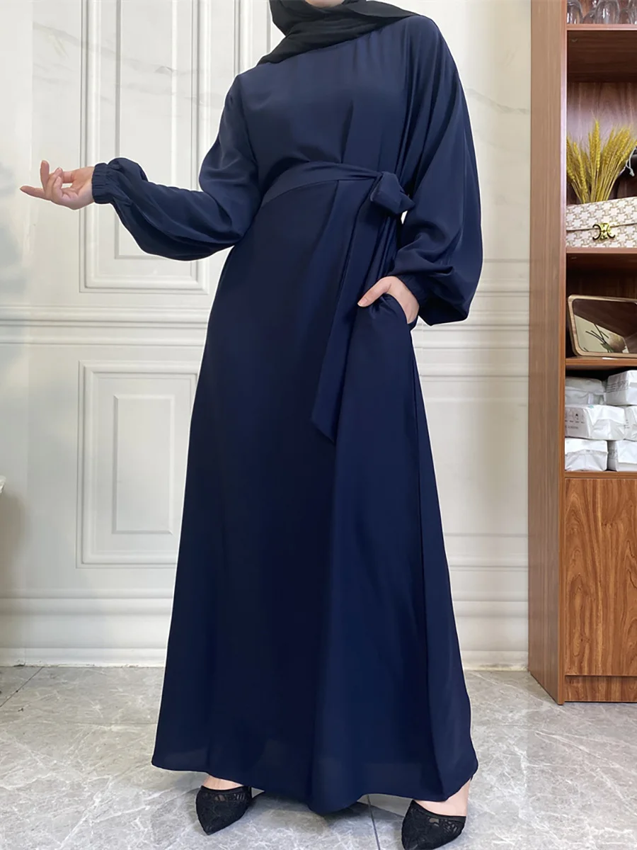 حار سيلي أسلوب بسيط فساتين مغربية قفطان تركيا بلون الخليج عبايات المرأة الإسلامية فستان طويل مسلم السعودية رداء رمضان 97