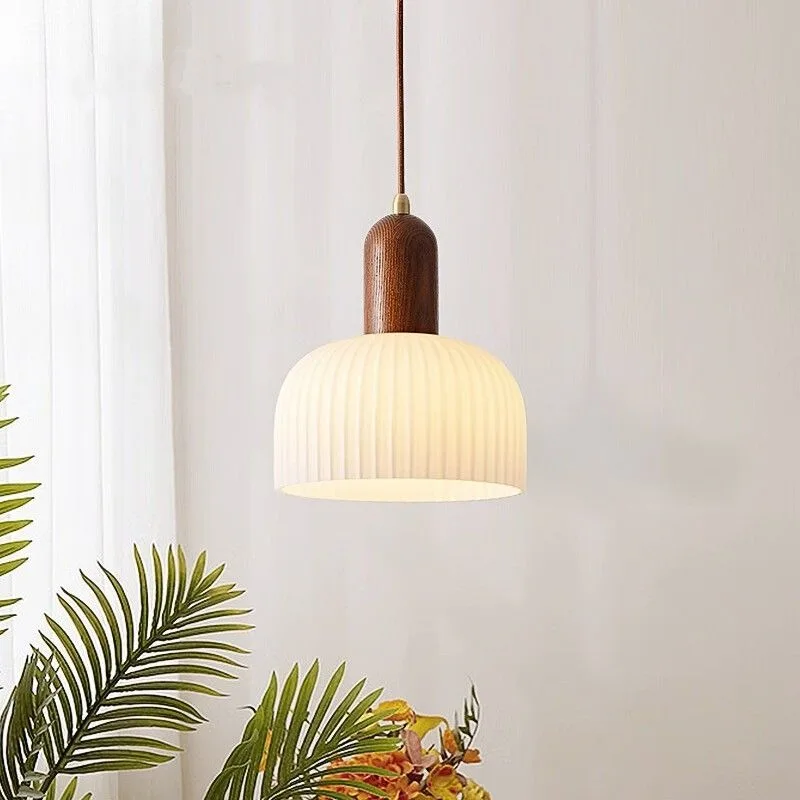 

Japanese Wabi Sabi Single Head Chandelier Vintage Restaurant Homestay Bedroom Bedside Pendant Cream Bar Lamp Home Decor Lighting