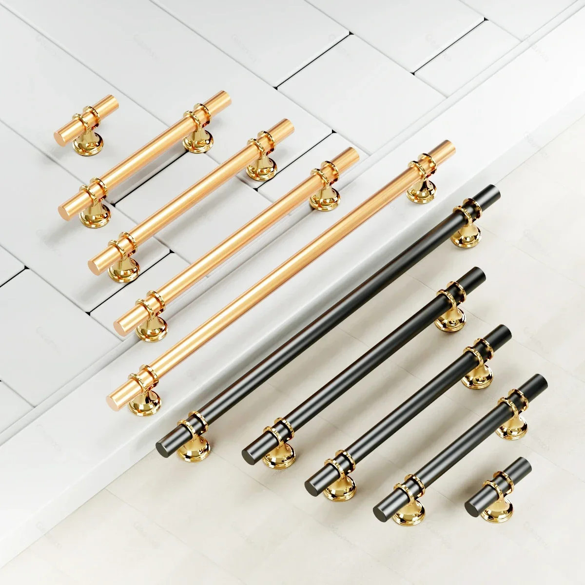 Gold Furniture Handle Cabinet Knob and Handle Drawer Knobs Cupboard Pulls Kitchen Pull Black Handle for Furniture