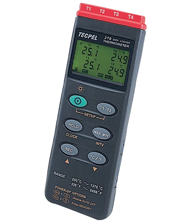 DTM-319 Digital Four-Channel Data Logger with USB LCD Display 0.1C Temperature Resolution 1-Year Warranty