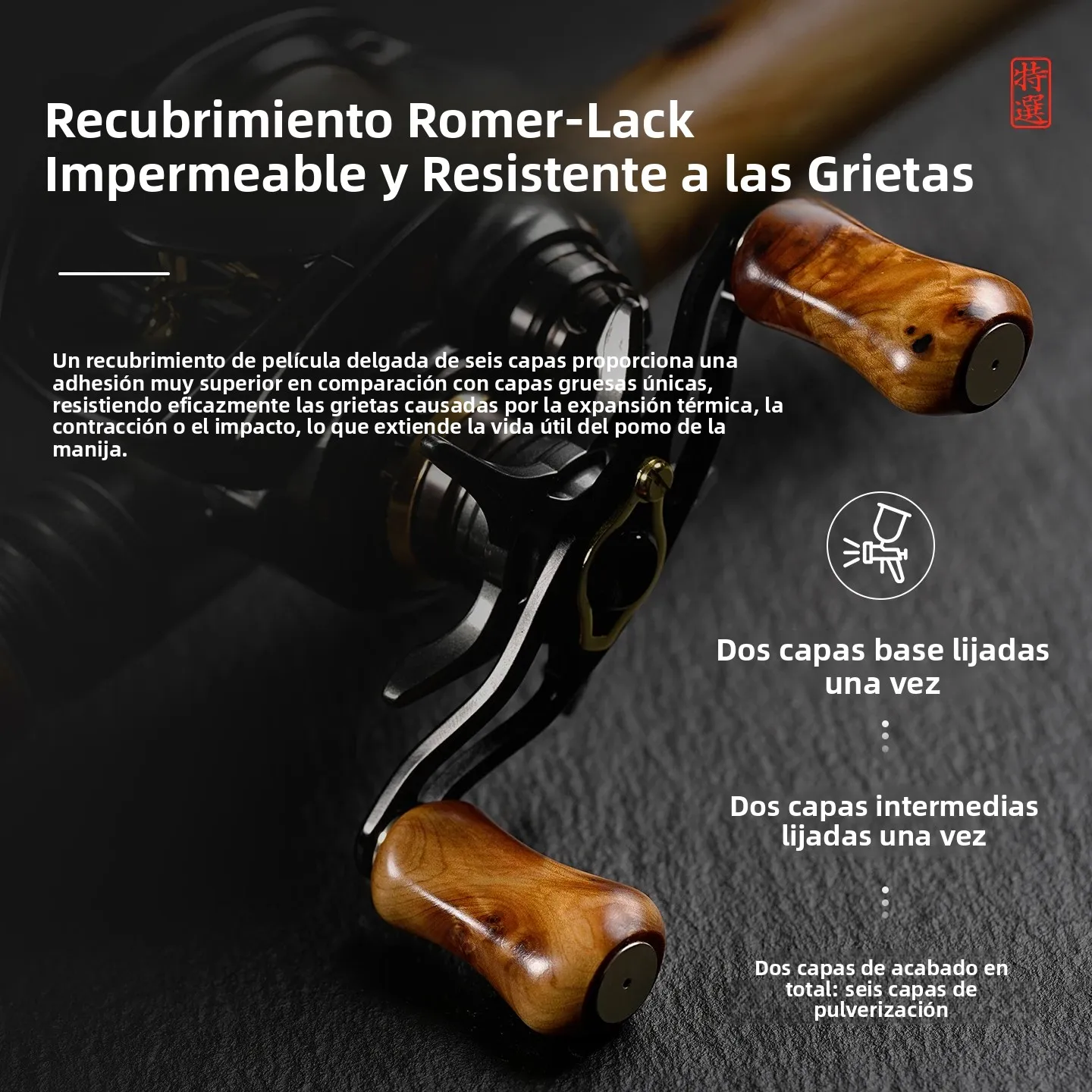 Pomo de madera CHILENT – Manivela universal para spinning y baitcasting - imagen 5