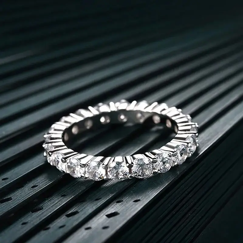

Real S925 Sterling Silver Diamond Rings Women 3MM Brilliant Ring Female Luxury Jewelry Shiny 8A Zircon Girl Gift Party Banquet