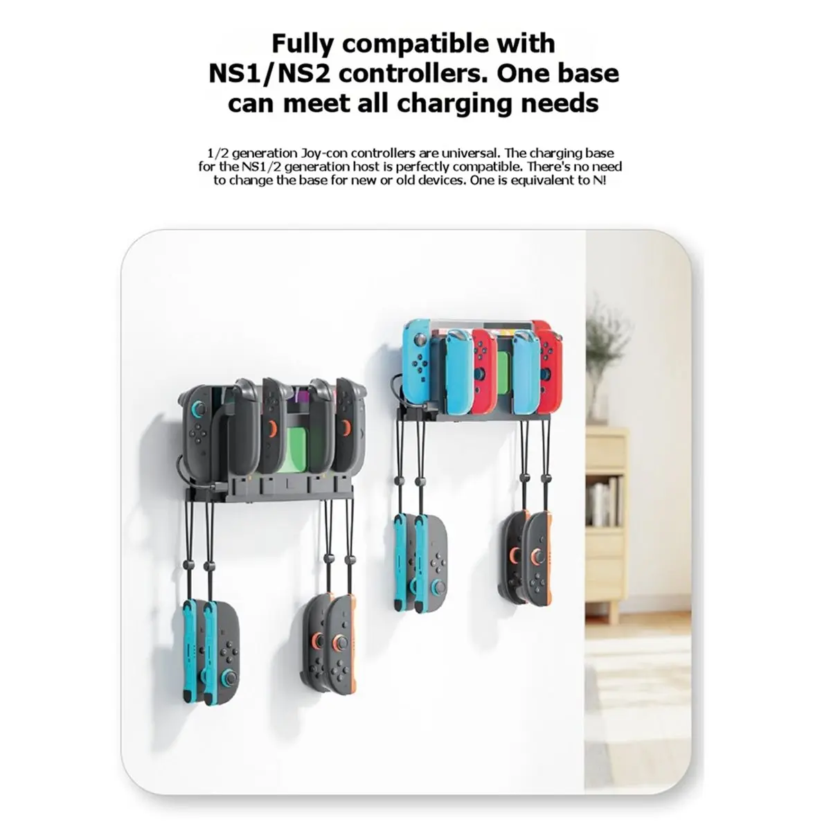 Wall Stand Dock for Switch 2 Console Universal Storage Rack /OLED Consoles with Charging for Controllers