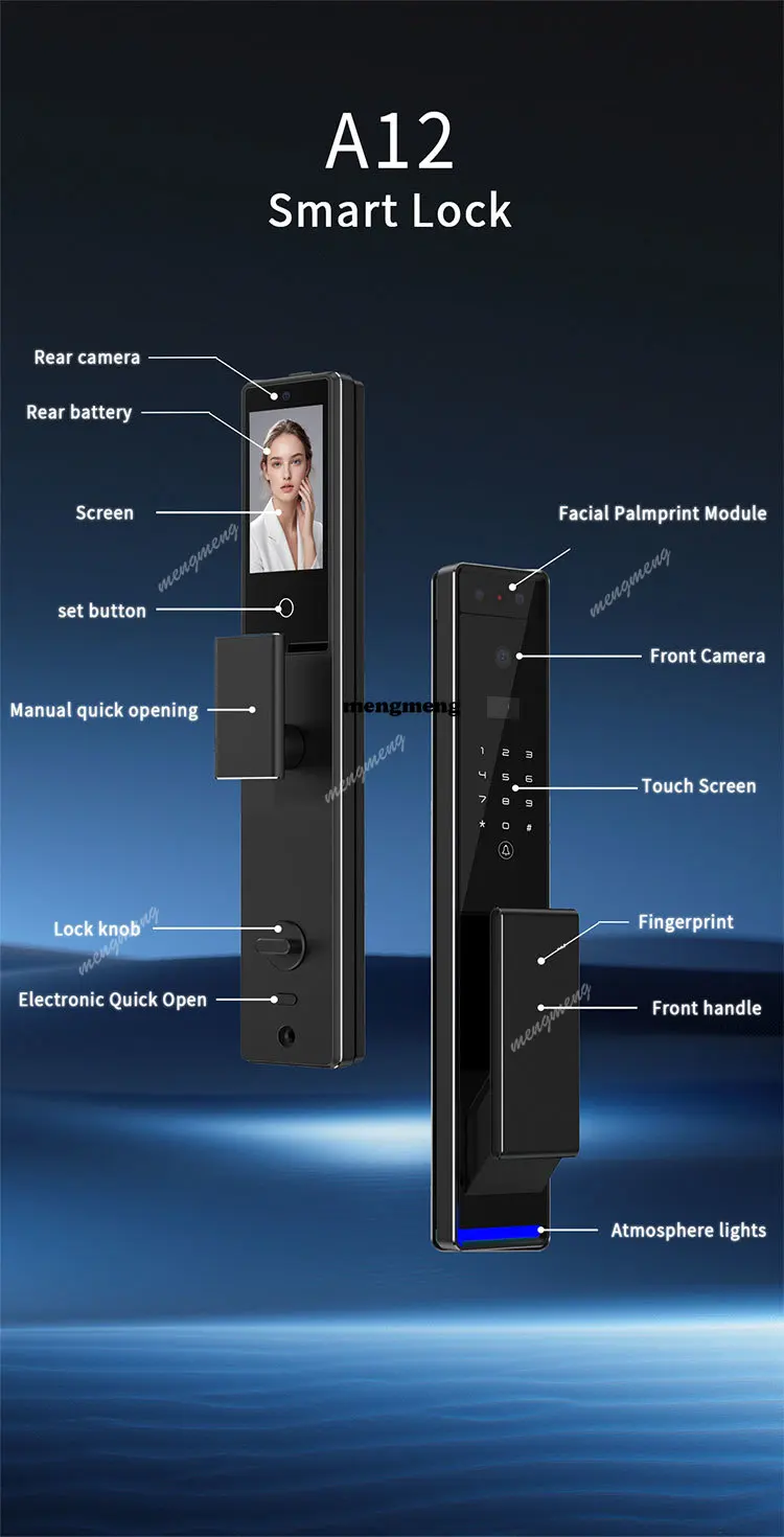 3D Face Fingerprint Recognition Fully Automatic Code Lock Intercom for Home Electronic Intelligent Palm Vein Lock Cloud
