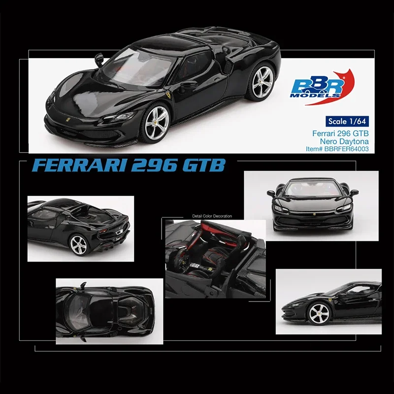 

PreSale BBR 1:64 Ferrari 296 GTB Nero Daytona Diecast Diorama Car Model Collection Toy