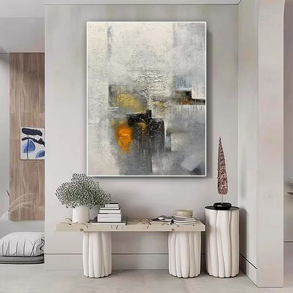 Stylish 100% Handmade Home Abstract Oil Painting On Canvas White Thick Texture Wall Art Salon Mural For Living Room Decor Gift