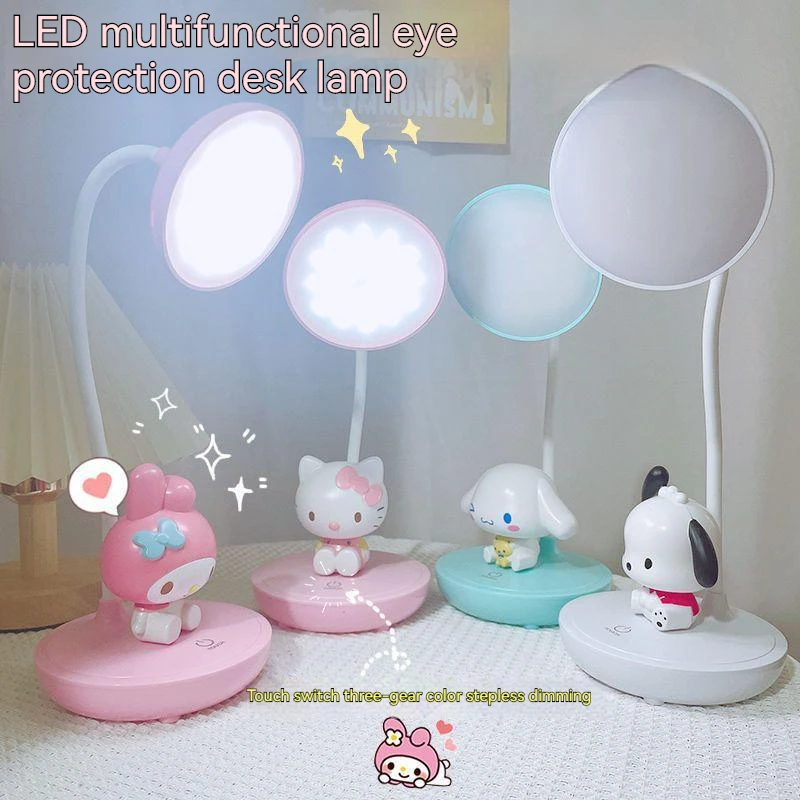 

Настольная лампа Sanrio Kitty My Melody Cinnamoroll, милая настольная лампа для студентов и студентов, лампа для защиты глаз, прикроватная лампа для спальни