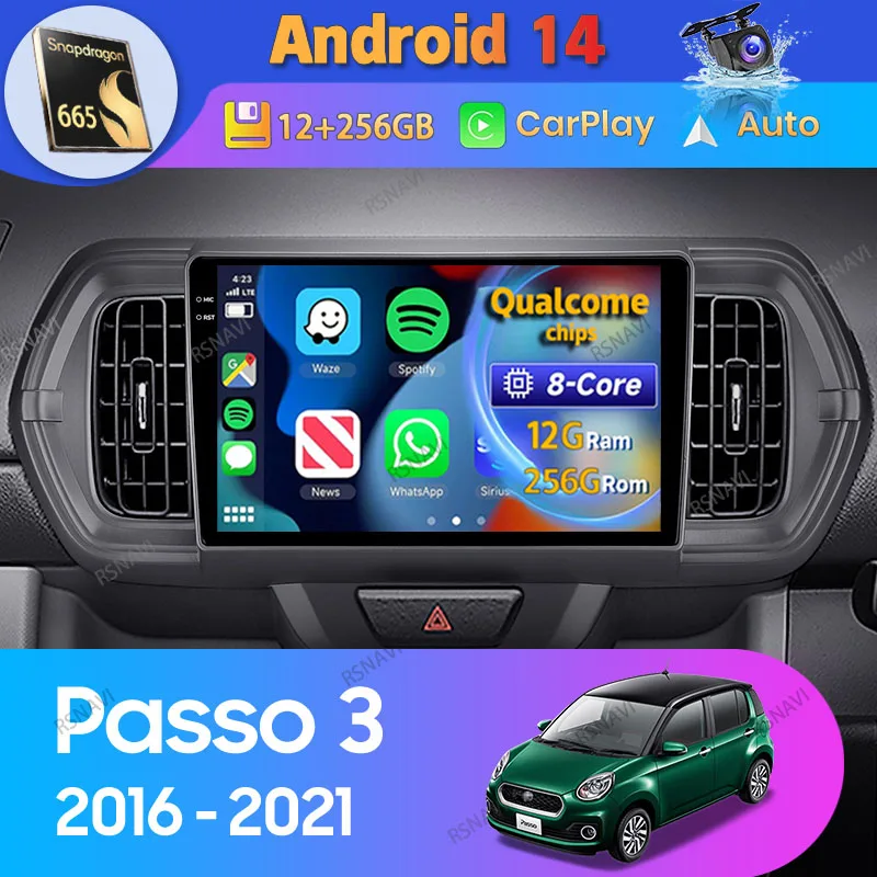 

Android 14 Carplay Auto GPS For Toyota Passo III 3 2016 - 2021 Right hand drive Car Radio DSP Multimedia Player Video DVD Stereo