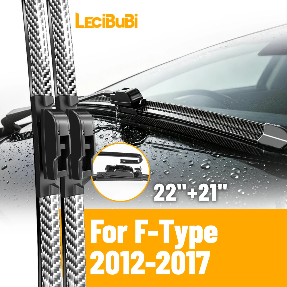 

2pcs Front Windshield Windscreen Wiper Blades For Jaguar F-Type 2012-2017 Carbon Fibre Rubber Brushes Car Accessories 22"+21"