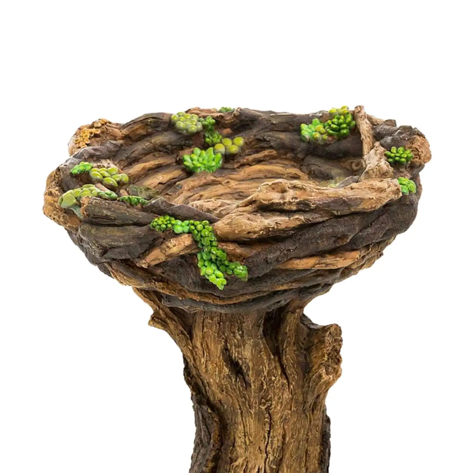 Figura de cuenco de baño para baño de pájaros, tocón de árbol, para jardín de hadas, Patio, comedero para baño de pájaros