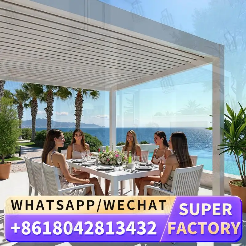 

Outdoor Motorized Aluminum Pergola Modern Waterproof Louvered Bioclimatic for Garden Patio Backyard pergola