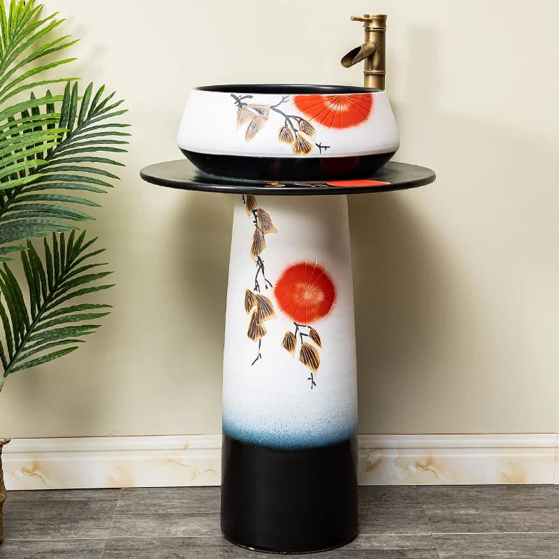 

New Chinese style column washbasin courtyard sun resistant column basin integrated